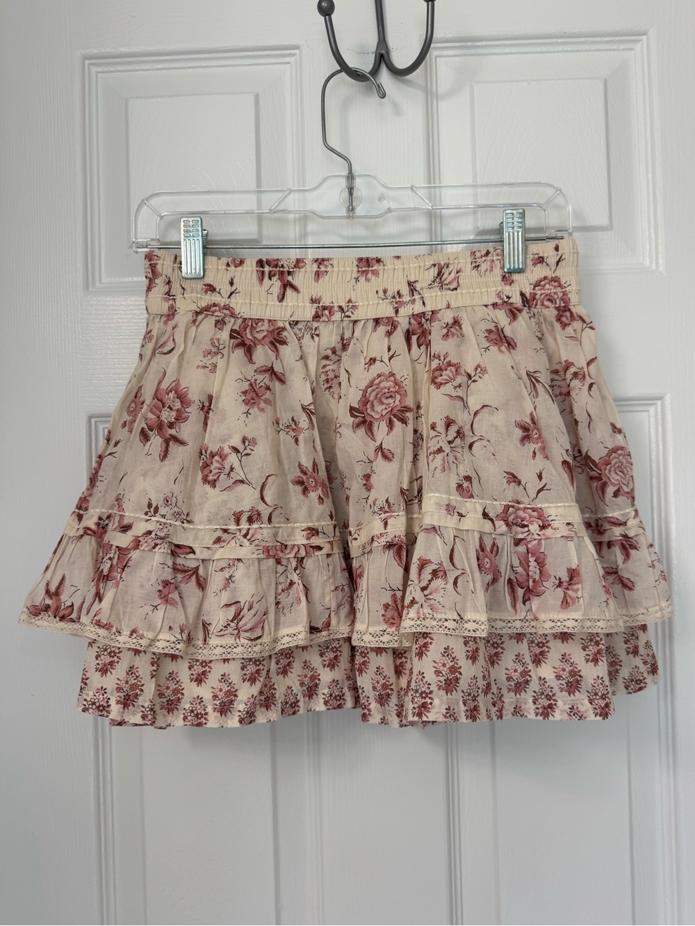 Abercrombie & Fitch Cream Mini Skirt with Dusty Rose Floral Print